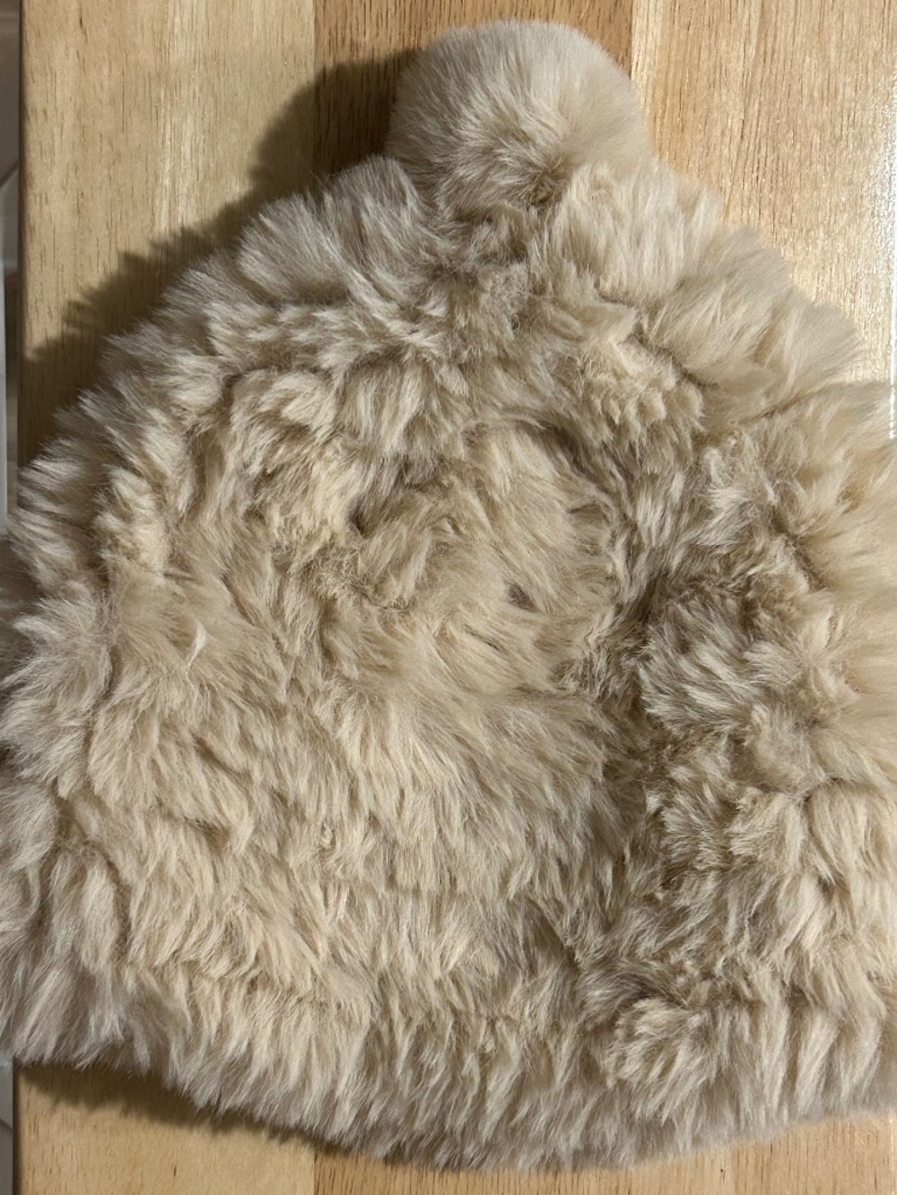 Avec Les Filles Women’s Beige Faux Fur Beanie Hat Solid Pom Pom One Size